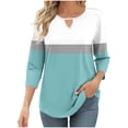 thumbnail image 1 of Timegard Hauts pour Femmes Manches 3/4 Col Trou de Serrure Blouse Colorée Tunique Décontractée Mode, 1 of 6