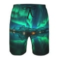 thumbnail image 3 of Susaid Northern Lights Print Men's Swim Trunks Hawaiian Bathing Mesh Lining Suit Swimsuits Beach Shorts with Pockets-Large, 3 of 6