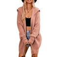thumbnail image 2 of Women'S Solid Color Long-Sleeved Lapel Pocket Cardigan Three-Button Mid-Length Sweater Coat Skin Red L, 2 of 8