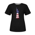 thumbnail image 4 of Tops Cortos para Mujeres Bandera de Moda Impresa Cuello Redondo, Camiseta de Manga 3/4 para Uso Diario, Casero Y Cómodo, 4 of 4