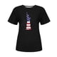 thumbnail image 4 of Tops Cortos para Mujeres Bandera de Moda Impresa Cuello Redondo, Camiseta de Manga 3/4 para Uso Diario, Casero Y Cómodo, 4 of 4