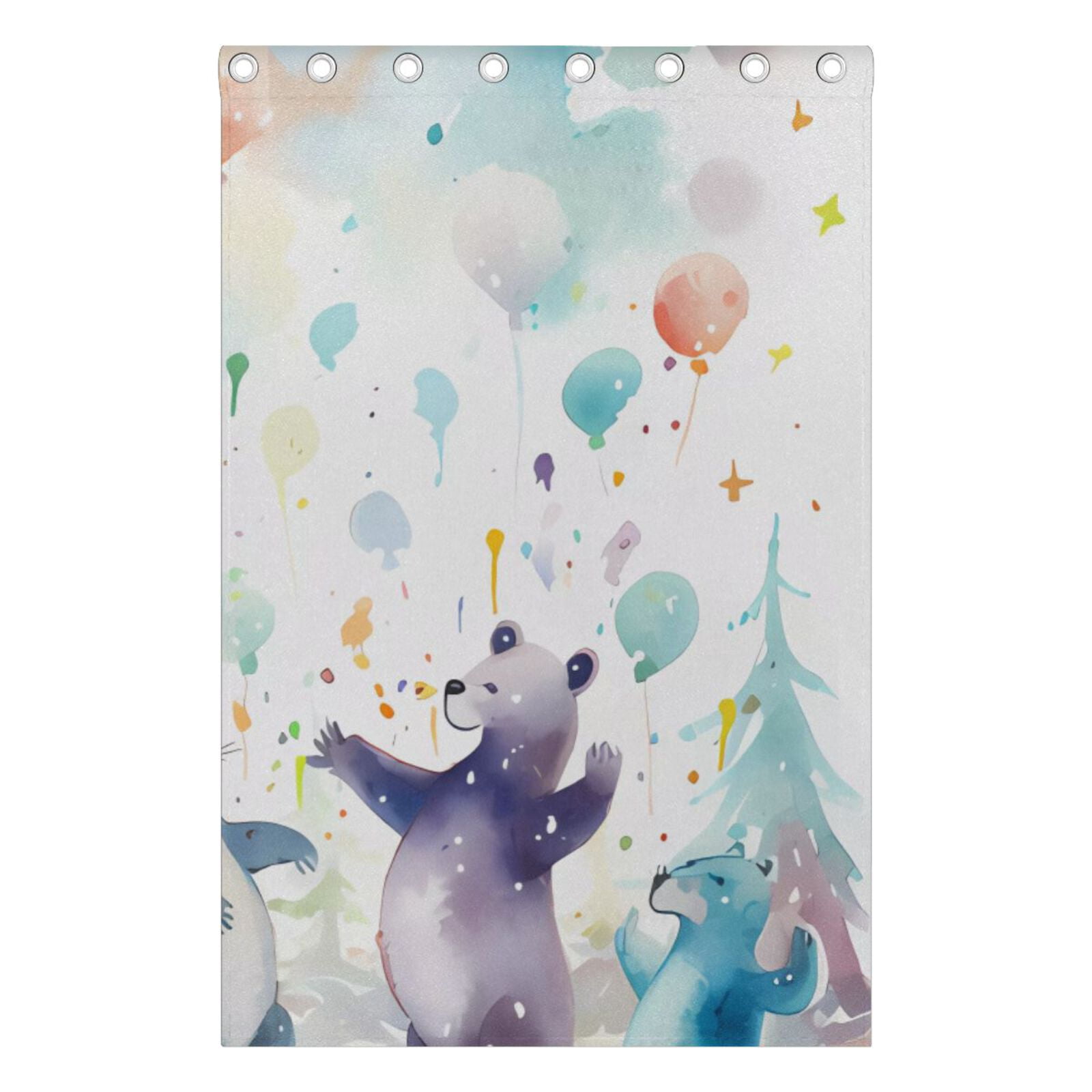Bears Ballons Trees Black Out Curtains 72 Inch Length Curtains for Sliding Glass Doors Bedroom Living Room 2 Pack