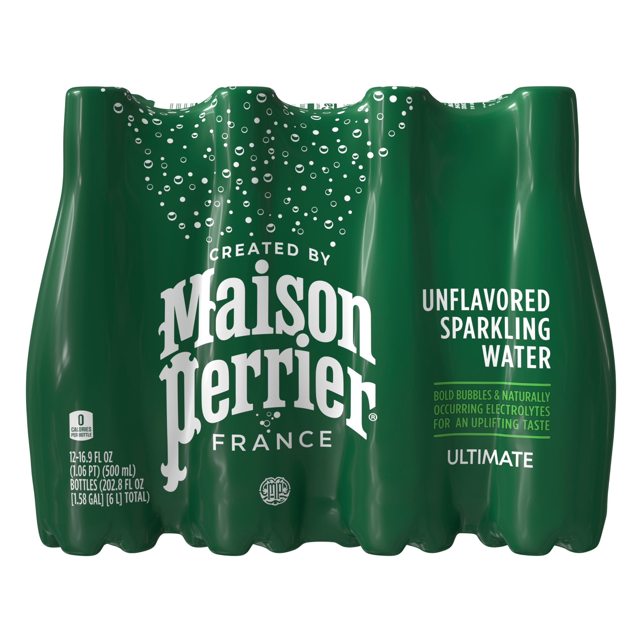 Maison Perrier Ultimate Sparkling Water, 16.9 fl oz Plastic Water Bottles, 12 Count