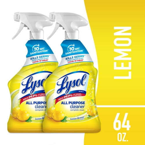 Lysol All Purpose Cleaner Spray, Disinfecting Spray, Lemon Breeze 64 fl oz - Pack of 2