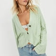 thumbnail image 6 of iHPH7 Cropped Cardigan Sweaters for Women Cable Knit Cardigan Women Knits Clothing Fall Outfits for Women Long Sleeve Cardigan for Women Soft Cardigans for Women's Outerwear Mint Green M, 6 of 8