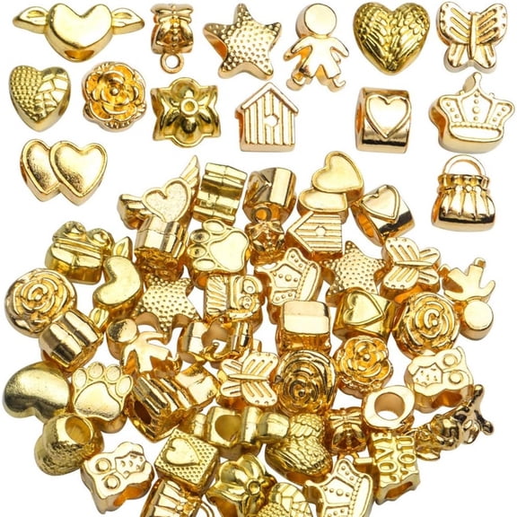 100 Gram Golden Spacer Beads,Large Hole Spacer Beads Metal Alloy Loose Beads Fit European Charm Bracelet ,for Jewelry Making Craft DIY