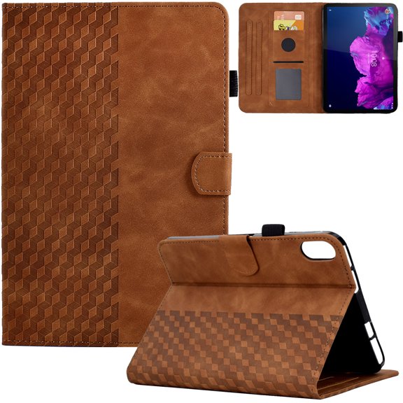 GSFY Case for Galaxy Tab S6 Lite 10.4 inch 2024/2022/2020, PU Leather Wallet Stand Protective Smart Shell with Pen Holder Auto Sleep Wake for Samsung Galaxy S6 Lite Tablet, Brown Blocks