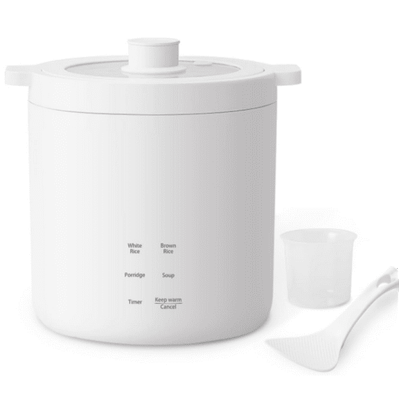 Mini Rice Cooker 2 Cup Uncooked, Small Electric Cooker, with 4 Cooking Functions, 24 Hour Preset and Heat Preservation, Anti Scald Carry Handle
