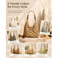 thumbnail image 5 of Handmade Woven Straw Tote Bag, Summer Beach Shoulder Handbag, Magnetic Closure Casual Travel Purse for Women, 5 of 7