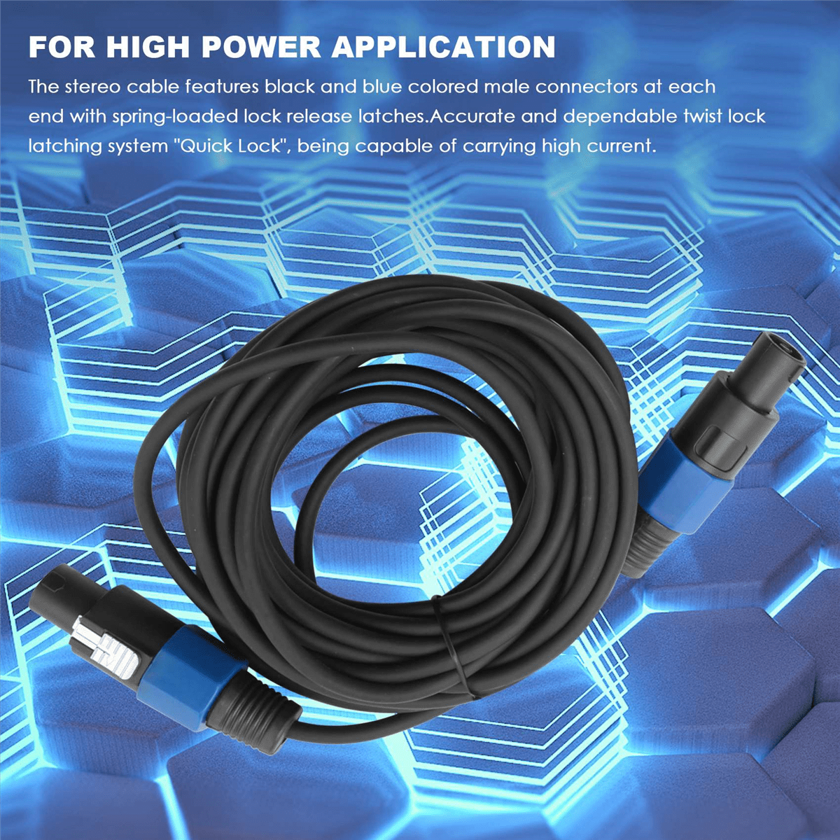 2 Pack 25 Ft Male Speakon to Cables, Professional 12 Gauge AWG Audio Cord DJ Speaker Cable Wire with Twist Lock