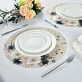 thumbnail image 4 of 15.4" Round Placemat Set of 1 Polyester Fabric Place Mats Non-Slip Dining Kitchen Table Mats for Kitchen Party Decor Gold Floral Wreath, 4 of 5