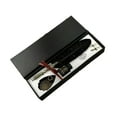 thumbnail image 1 of Feather Pen Set, Retro Style Carved Design, Personalized Pens, with Ink, 2 Replacement Tips, Fountain Pen Stand Base, Black, 1 of 6