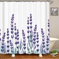 thumbnail image 4 of Lavender Shower Curtain, Purple Lavender Floral Shower Curtain Set, Watercolor Plant Leaves Flower Shower Curtains for Bathroom, Waterproof Fabric with 12 Hooks, 72 x 72 Inches, 4 of 6