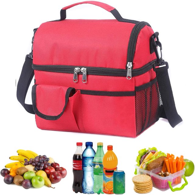 Bolsa de almuerzo aislada Bolsa de almuerzo portátil de gran capacidad en bolso de tela impermeable esmerilada para mujeres, hombres y estudiantes en la escuela y la oficina JM MX-0140584FYD