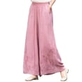 thumbnail image 4 of Delayuji Women's Linen Pant Embroidered Summer Loose Elastic Waist Casual Baggy Pants Wide Leg Pants Plus Size M-4XL, 4 of 6