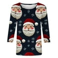 thumbnail image 5 of LEBONYARD Women's Trendy Crew Neck Christmas Printed 3/4 Sleeve Pullover Top Casual Loose Fit Round Neck Chic Christmas Printed Soft Smooth Ladies Top, 5 of 5