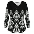 thumbnail image 4 of Enjoytime Tops for Women 2025 Vintage Printed V-Neck Long Sleeve Shirts Business Casual Work Blouses Fashion Fall Winter Clothes Black M, 4 of 7