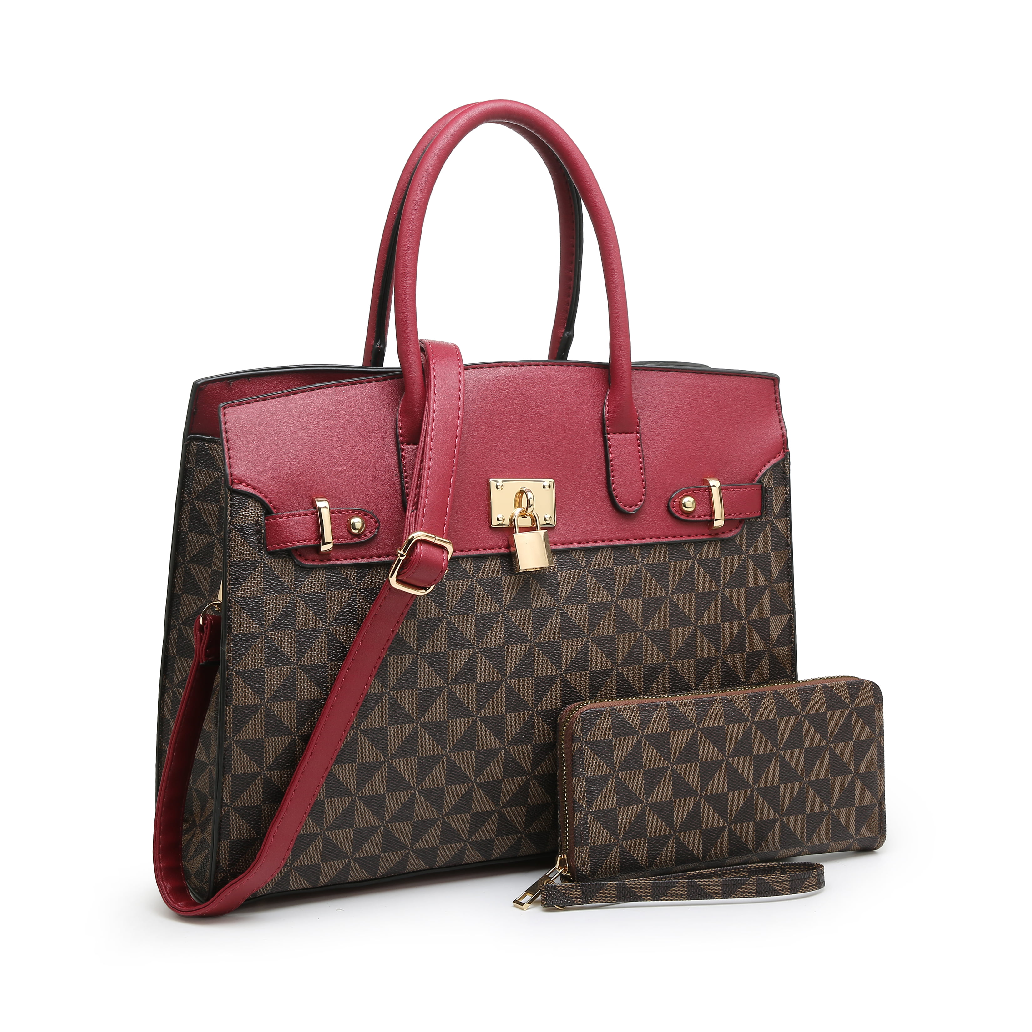POPPY Handbags Gift Set 2 in 1 Women's Top Handle Satchel Totes Handbag ...