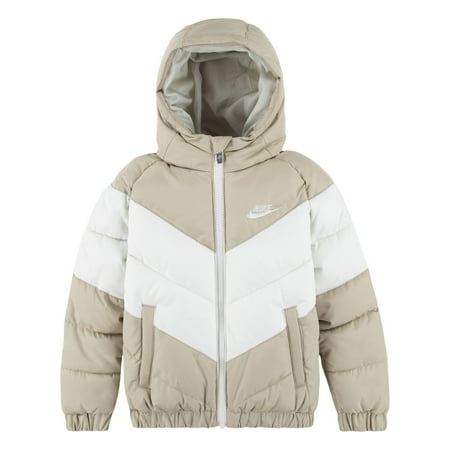 Toddlers Nike Hooded Chevron Midweight Water Resistant Jacket Color: Beige Size: 2T