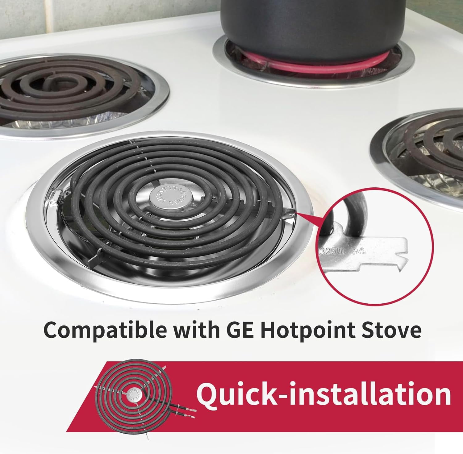 COZZIVITA Stove Burner Element Unit Set and GE Drip Pans, Perfectly Fit WB30M1 & WB30M2 -Replacement for GE Hotpoint Stove Top