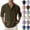 02# Army Green, variant on Men's Cotton Linen Henley Shirts Long Sleeve Button Up Hippie Beach T-Shirt Summer Casual Loose Yoga Tops Plus Size Complexion XL