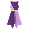 thumbnail image 6 of TiaoBug Womens Lyrical Dance Dress Sleeveless Tunic Metallic Color Block Dance Dresses Purple&Light Purple S, 6 of 7