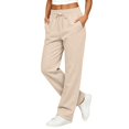 thumbnail image 3 of VV AVEORS Wide Leg Sweatpants Women Baggy Fall Casual High Waisted Drawstring Sweat Track Pants | Cozy Trendy Lounge Daily Autumn Trousers Beige L, 3 of 8