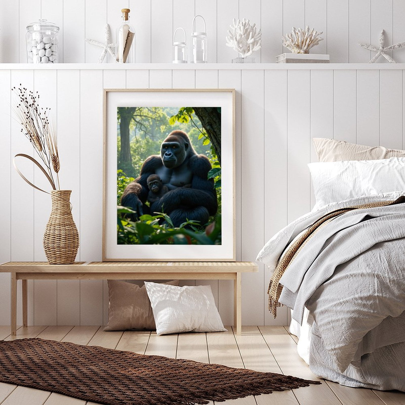 Diamond Art Kit for Adults, Gorilla Family In Lush Jungle Diamond Painting for Adults Beginners, DIY Diamond Art Painting Kits, 5D Diamond Painting Crafts for Home Decor 12x16 Frameless