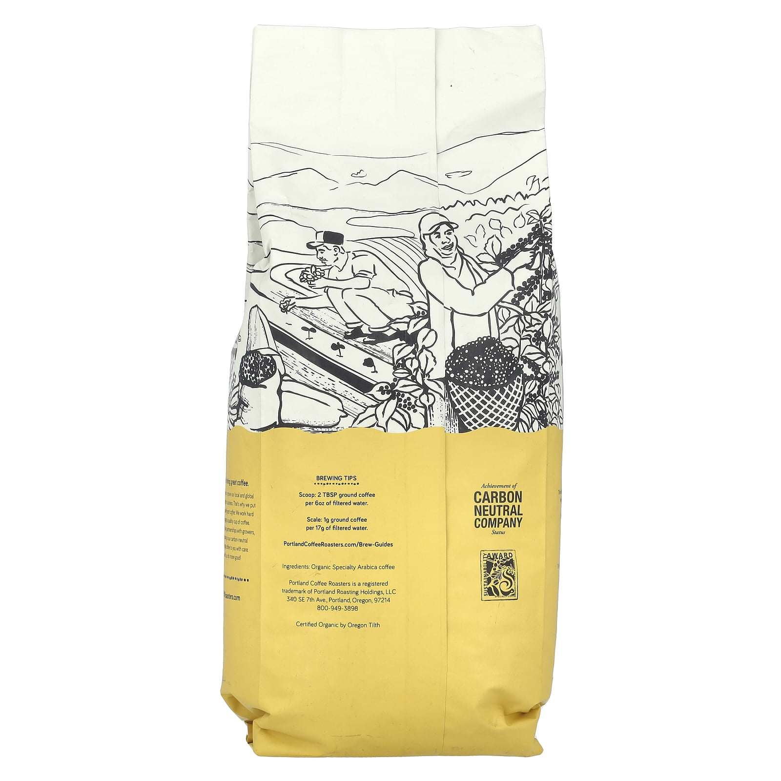 Portland Coffee Roasters Organic Coffee, Whole Bean,  Dark Roast, French, 2 lbs (907 g)