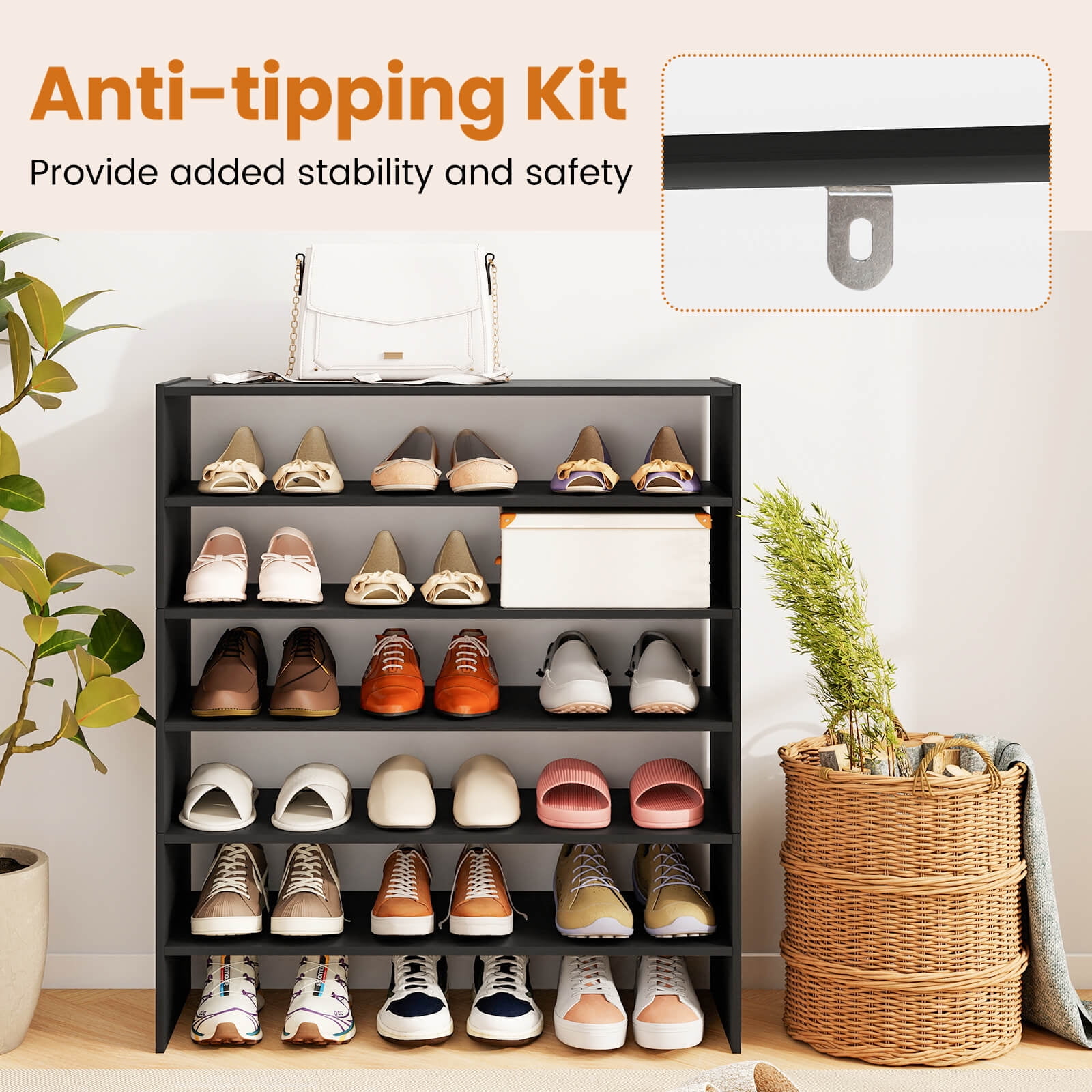 Free Shipping! Costway 3 PCS Stackable Shoe Rack 31-Inch