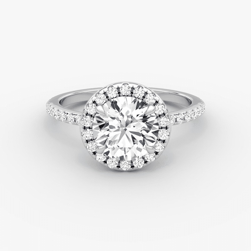 925 Silver 1.5CT Round Cut Lab Grown Diamond Halo Pavé Engagement Ring for Women