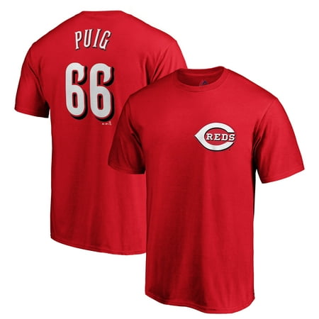 Yasiel Puig Cincinnati Reds Majestic Official Player Name & Number T-Shirt - (Cincinnati Reds Best Players)