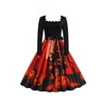 thumbnail image 1 of MAWCLOS Robes Décontractées Florales d'Halloween pour Femmes, Robe Midi Style-A S, 1 of 4
