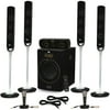 Acoustic Audio AAT2000 Tower 5.1 Bluetooth Speaker System with Microphones and 2 Extension Cables