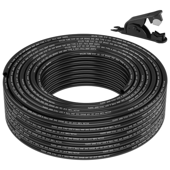 Boeray Ligne d'Air 100 Pieds 5/16 Points SAE J844 PA12 Tuyau d'Air en Nylon avec Coupeur 5/16” OD Tuyau Pneumatique Approuvé Ligne de Frein à Air 5/16 pour Air Suspe
