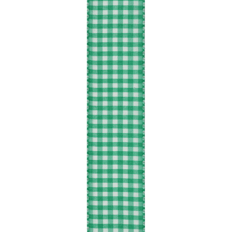 Green Gingham Checkered Ribbon, 5/8 x 15 yards-GCR-GR