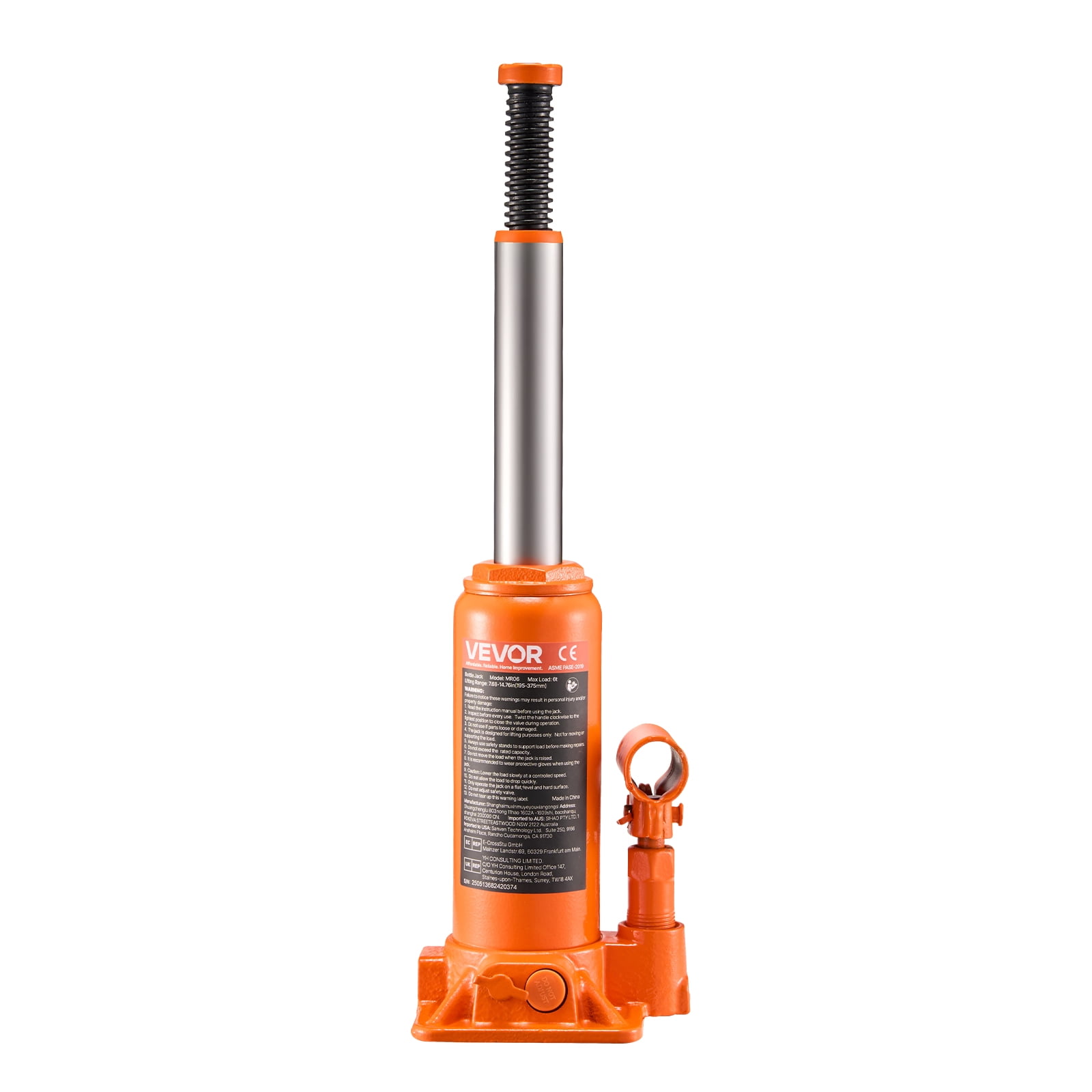 VEVOR Hydraulic Bottle Jack, 6 Ton (13227.6 lbs) Capacity, 7.7-14.8 Inch Lifting Range, Heavy Duty Welded Bottle Jack