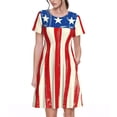 thumbnail image 1 of Bixox Robe d'Été à Manches Courtes pour Femmes Robe Ample Longueur Genou avec Poches-Flags Américains2, 1 of 7