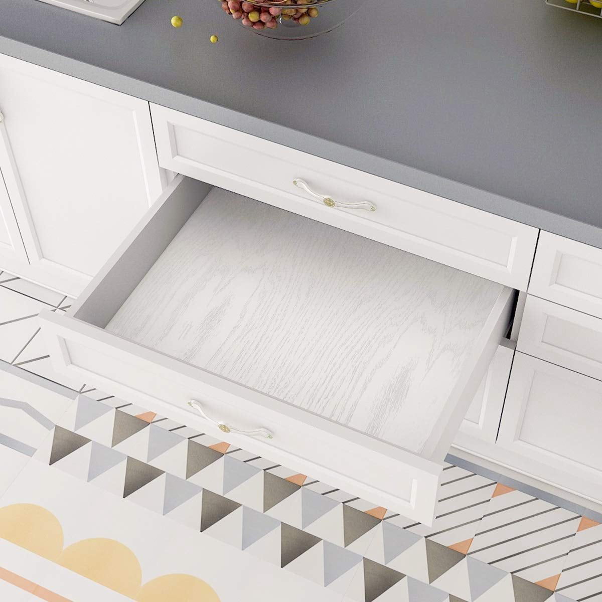 White Wood Grain Contact Paper 24 X 196 In  Self-adhesive Wallpaper Peel And Stick Removable Decorative Wall Covering Vinyl Film For Shelf Liner Furniture Kitchen Cabinet Countertop Drawer