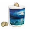 thumbnail image 2 of Ocean Piggy Bank, Moonlight over Wavy Sea Dramatic Sky Beach Landscape Picture in Oil Painting Effect, Ceramic Coin Bank Money Box for Cash Saving, 3.6" X 3.2", Navy White, by Ambesonne, 2 of 4