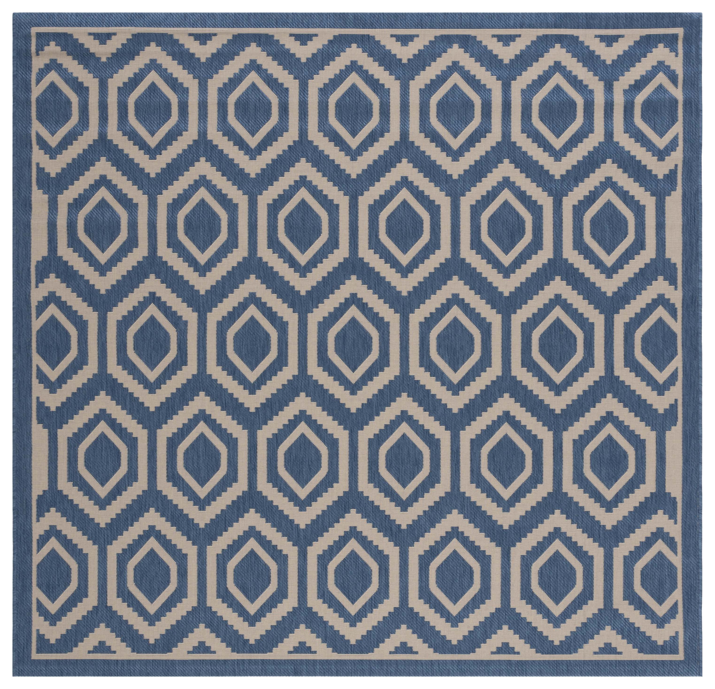Safavieh Courtyard Amelia Geometric Indoor/Outdoor Area Rug, Blue/Beige, 6'7" x 6'7" Square