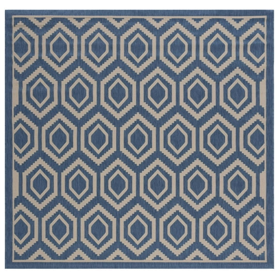 Safavieh Courtyard Amelia Geometric Indoor/Outdoor Area Rug, Blue/Beige, 5'3" x 5'3" Square