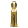 thumbnail image 6 of Women's Jumpsuit Trendy Metallic Bodycon Romper Wide Leg Trouser Party Club Outfit Gold 2XL, 6 of 7