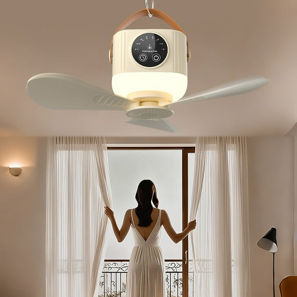 Xihbxyly Ventilador de Techo Inteligente, Miniventilador con Potente Flujo de Aire, Lámpara de Noche Cálida y Acogedora, Lámpara Colgante con Motor de Alta Velocidad de 360°, Ideal para Camping y Hog