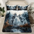 thumbnail image 2 of Feelyou Couple Wolf Wildlife Full Size Sheets, Rustic Farmhouse Lake Bed Sheets, Western Jungle Animal Sheet Sets, Super Cozy Room Decor, 4-Piece, 2 of 7