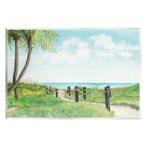 Stupell Industries Tropical Summer Path Landscape Painting Unframed Art Print Wall Art, 15 x 10