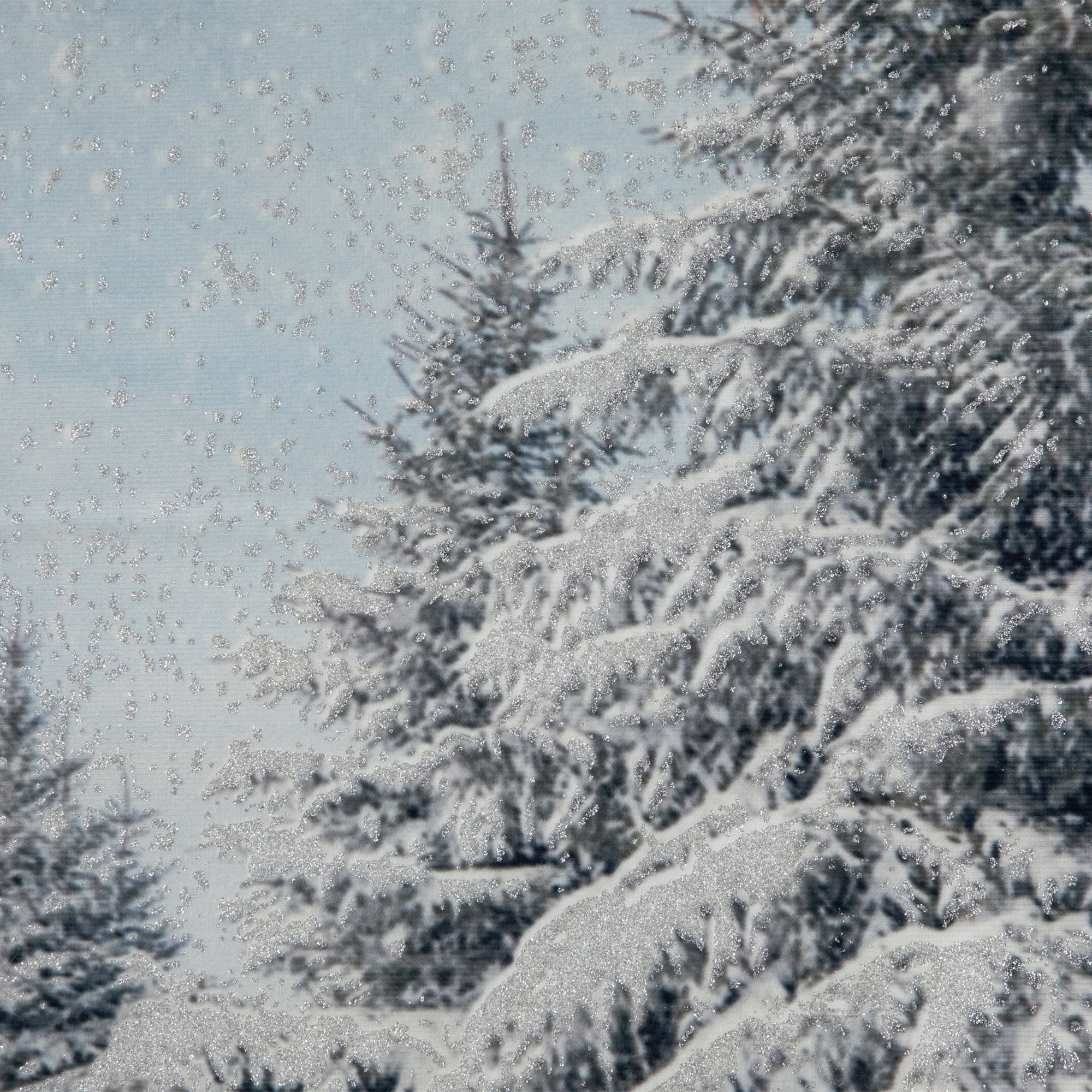 18" Sky Blue Winter Forest Scene Square Christmas Throw Pillow with High Pile Fleece Back