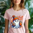 thumbnail image 5 of Fall Vibes Ghost T-Shirt | Cute Halloween Football Coffee Tee | Unisex Autumn Shirt, Black, Size L, 5 of 6