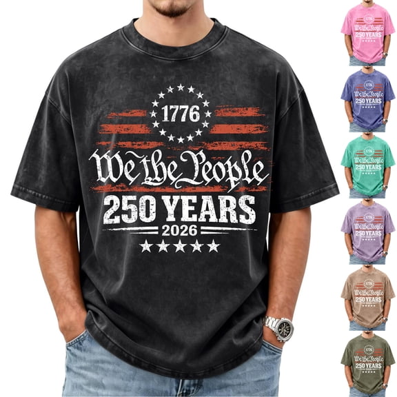 We the People 250 Anniversary USA Shirts for Men, 250 Year Birthday 1766-2026 Men Shirts, 4th of July Shirt Independent Day Mens Tops Army Green L