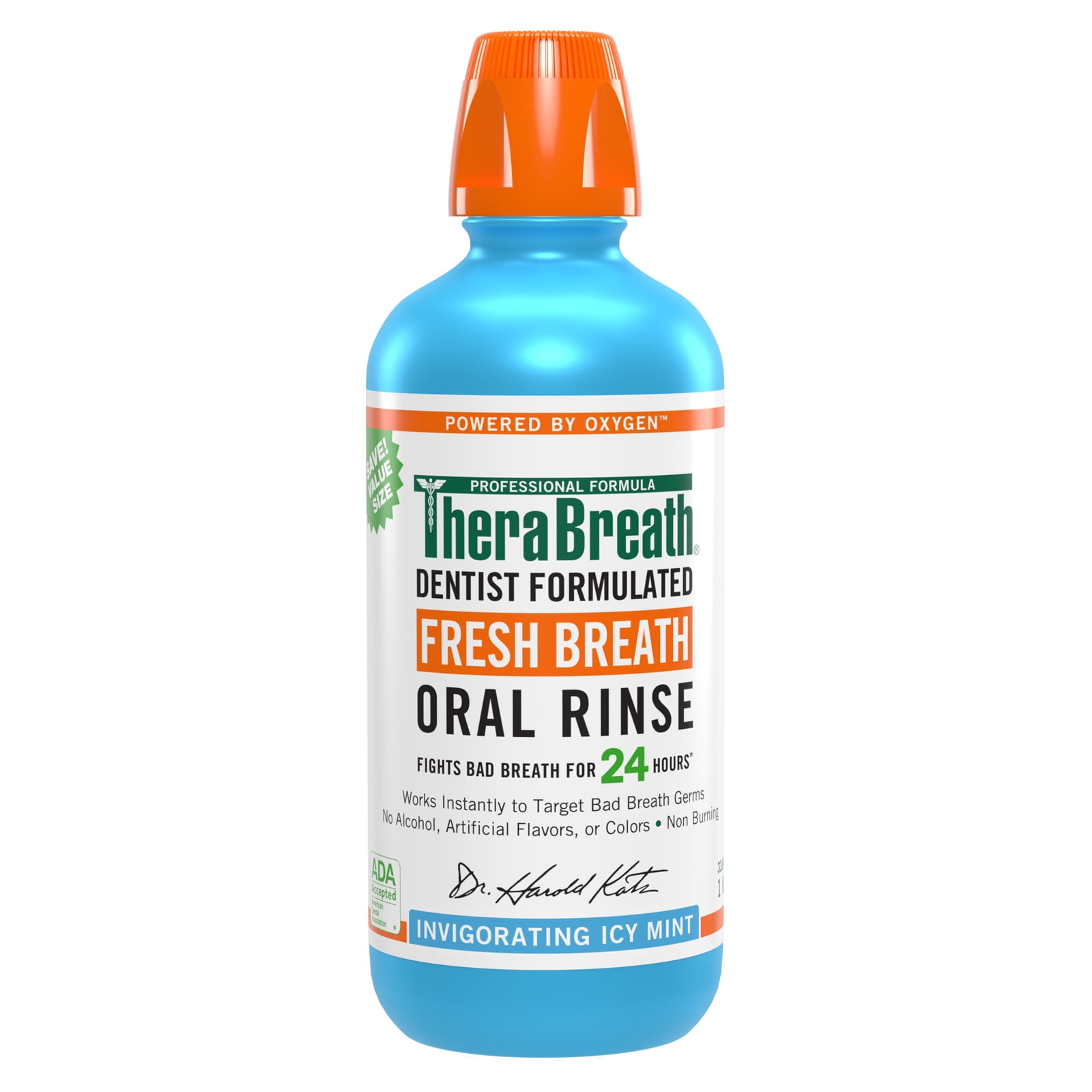 TheraBreath 24-Hour Fresh Breath Oral Rinse, Invigorating Icy Mint, 1 Liter